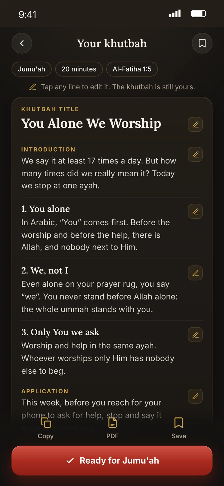 A Friday khutbah built from Al-Fatiha 1:5